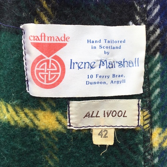 Vintage Irene Marshall Scottish Tartan Wool Toggle Fringe Coat - Picture 9 of 9